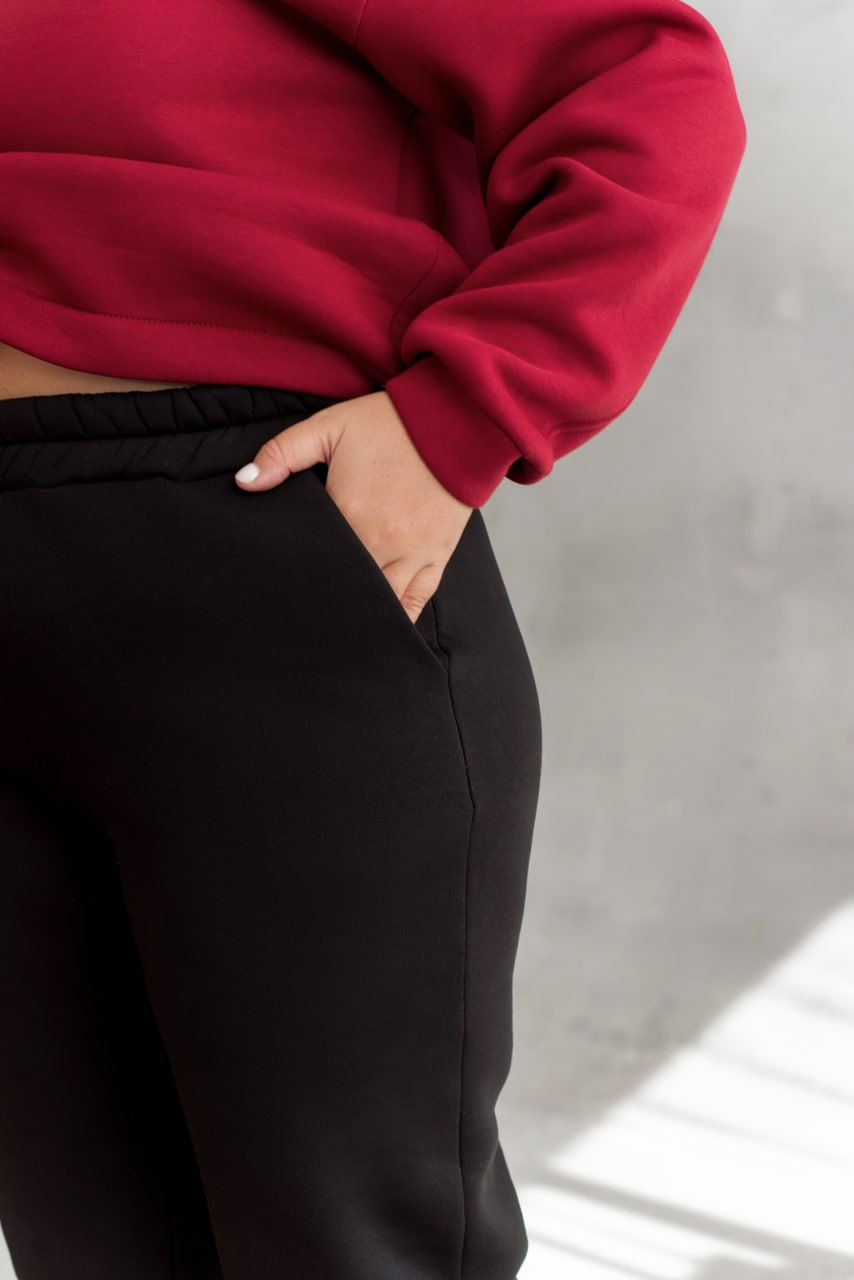 Fleece Hoodie and Joggers Suit with Drawstring Hem and Side Pockets