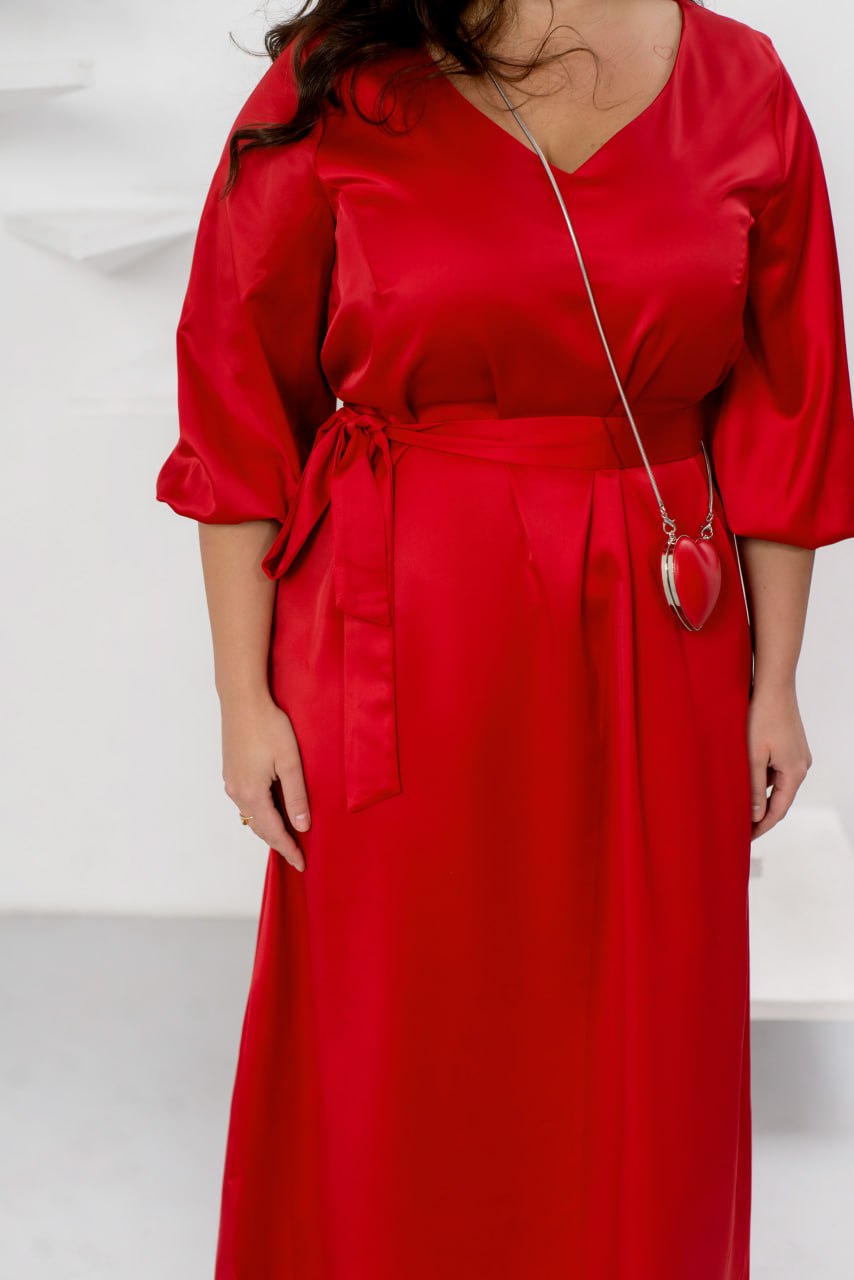 Silk Maxi Dress V Neck Three Quarter Sleeve Wrap Style Plus Size
