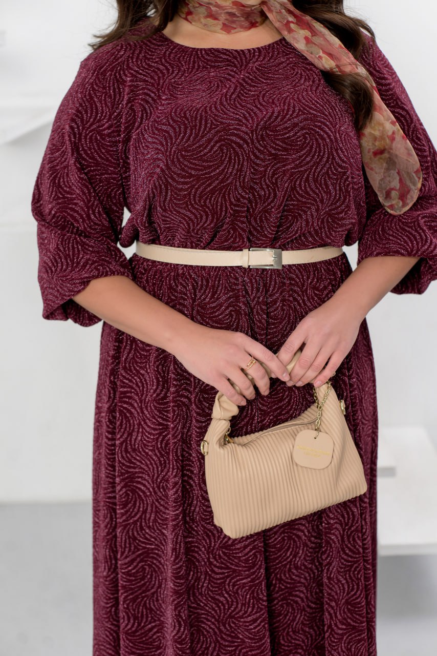 Evening Maxi Dress Belted Glitter Crepe Pleated Hem Plus Size