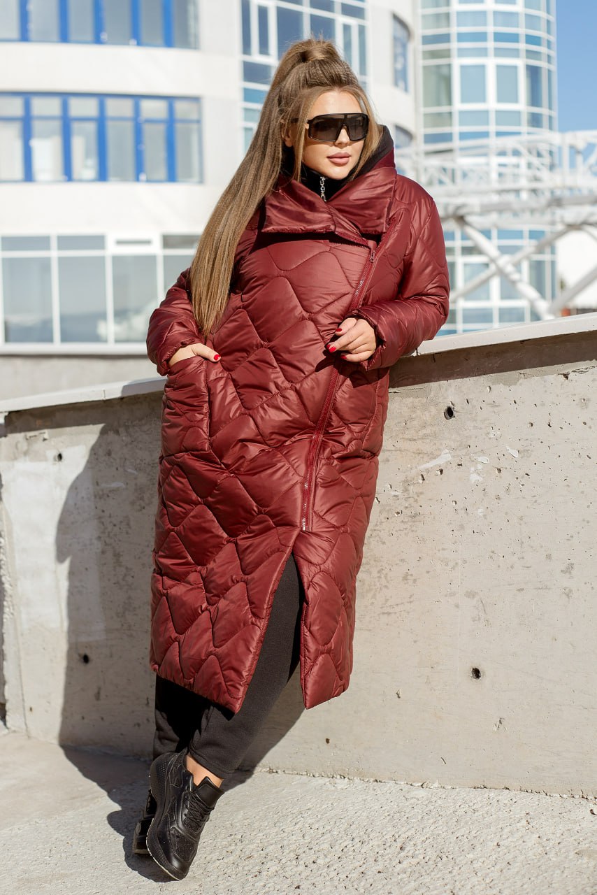 Women's Long Quilted Jacket with Silicone Insulation