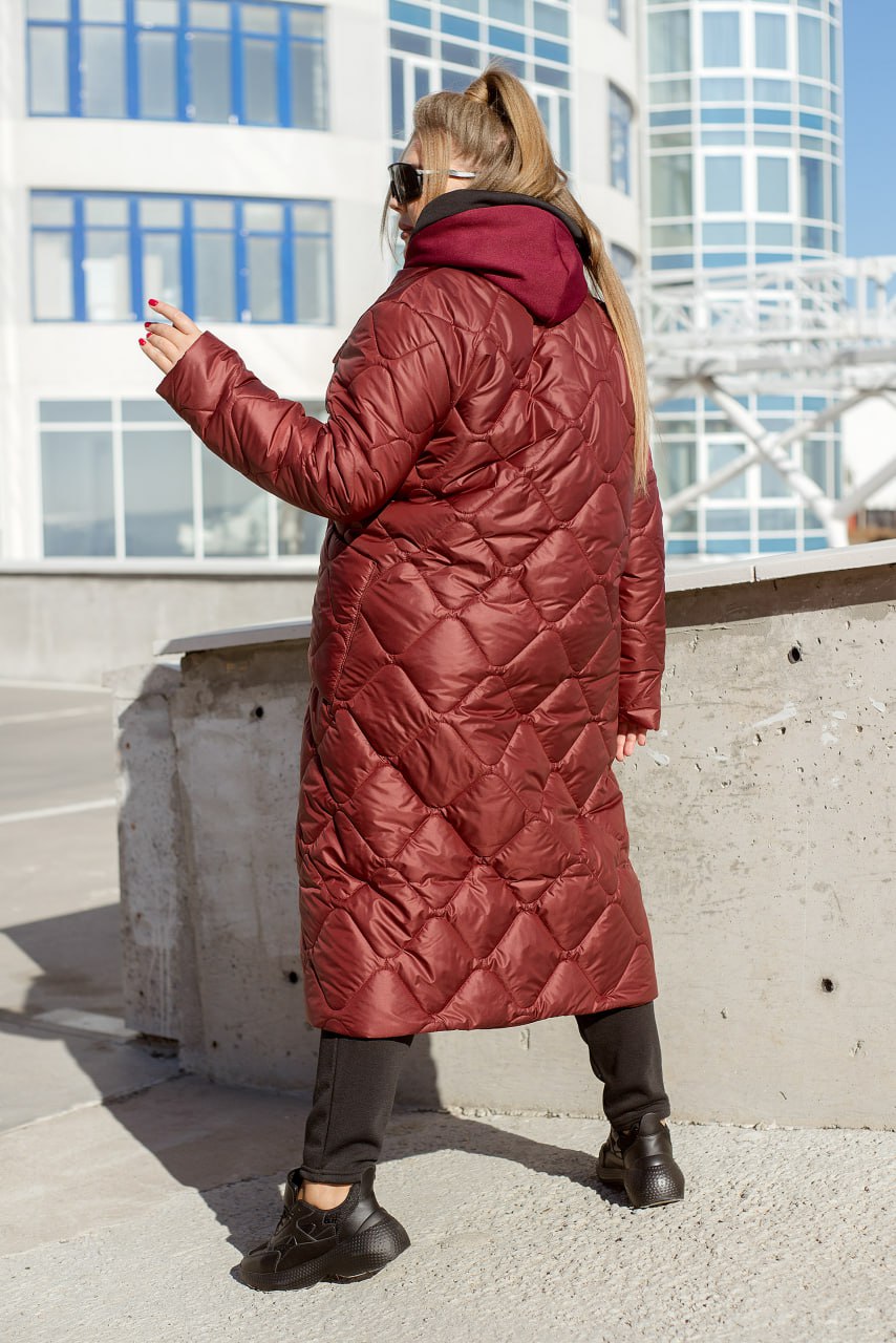 Women's Long Quilted Jacket with Silicone Insulation