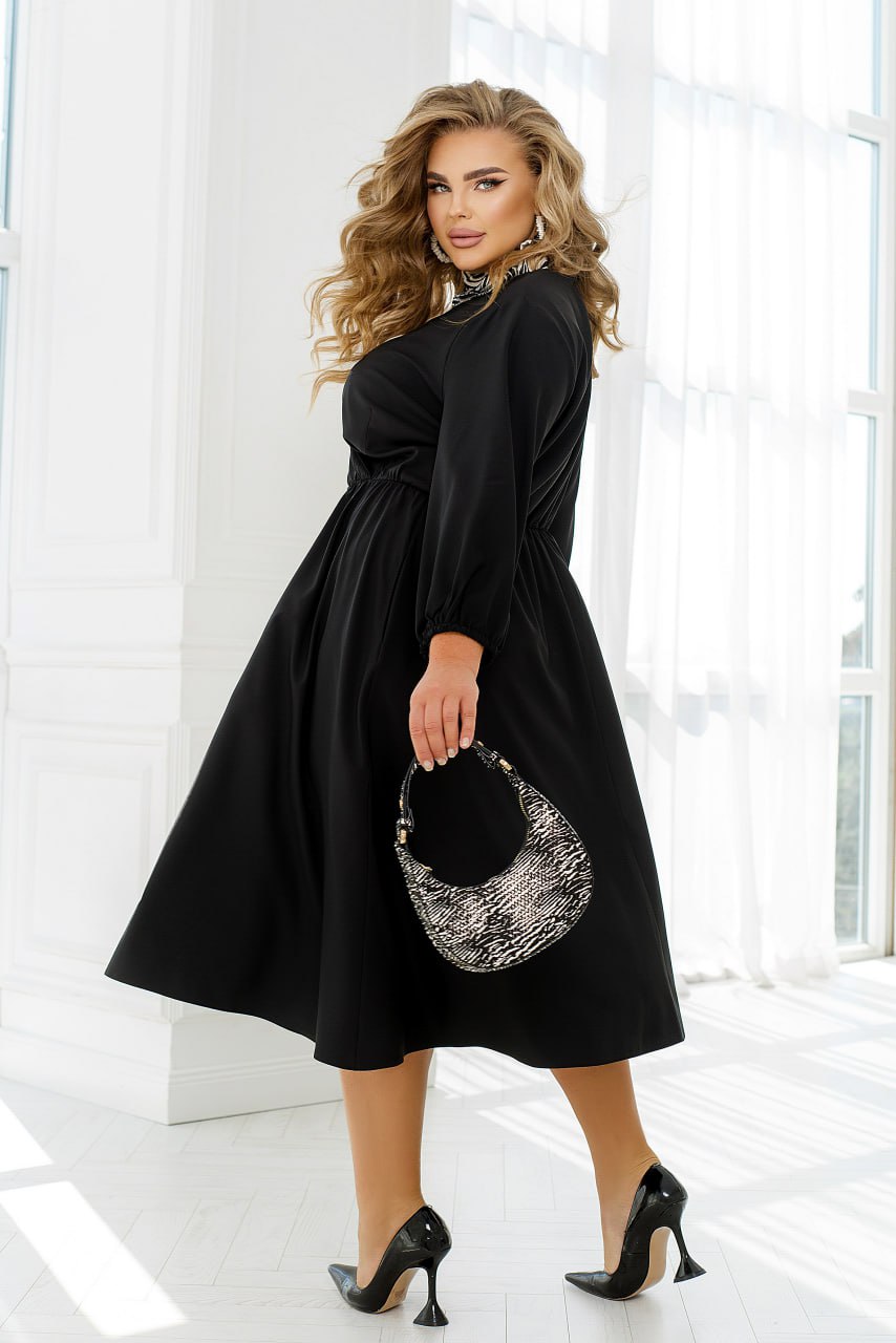 Dress Plus Size Wrap Bodice Elastic Waist Side Pockets Lightweight Suiting