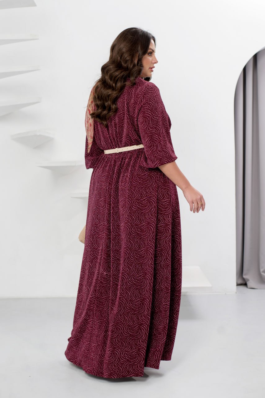 Evening Maxi Dress Belted Glitter Crepe Pleated Hem Plus Size