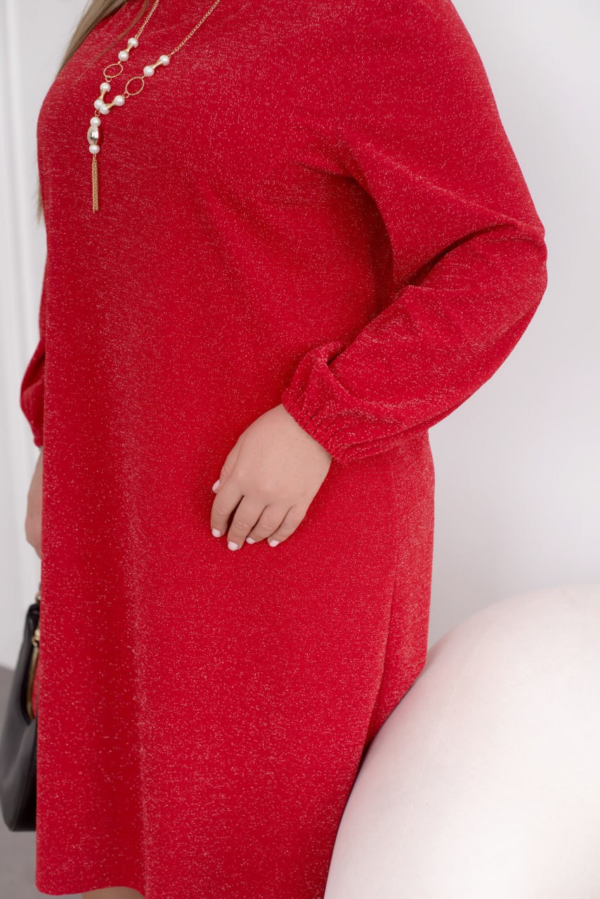 Elegant Midi Dress Straight Fit Glitter Crepe with Pockets Plus Size