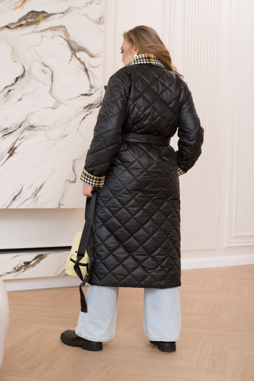 Куртки повсякденні прямого крою, плащівка, синтепон-силікон, твід, оздоблення поясом, великі розміри 