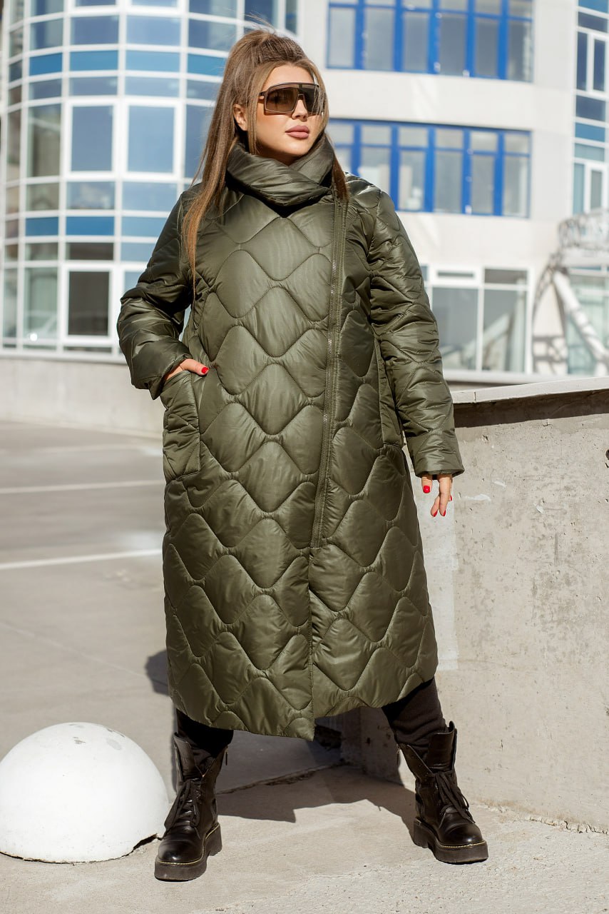 Women's Long Quilted Jacket with Silicone Insulation