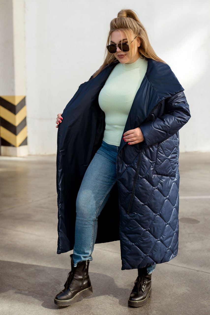 Women's Long Quilted Jacket with Silicone Insulation