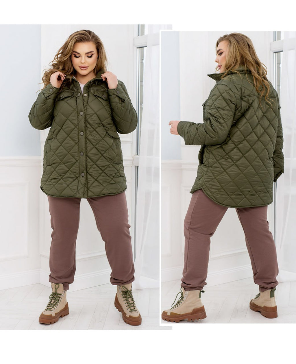 Kurtki casualowe oversize'owe z plashchivka lake z guzikami i listwą plus size 