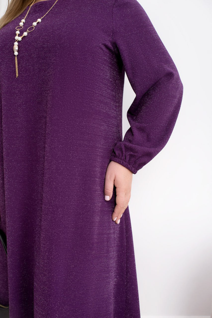 Elegant Midi Dress Straight Fit Glitter Crepe with Pockets Plus Size