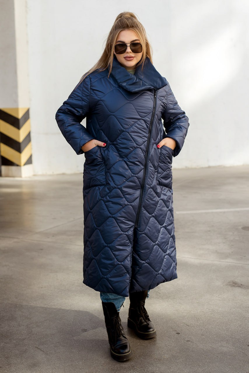 Women's Long Quilted Jacket with Silicone Insulation