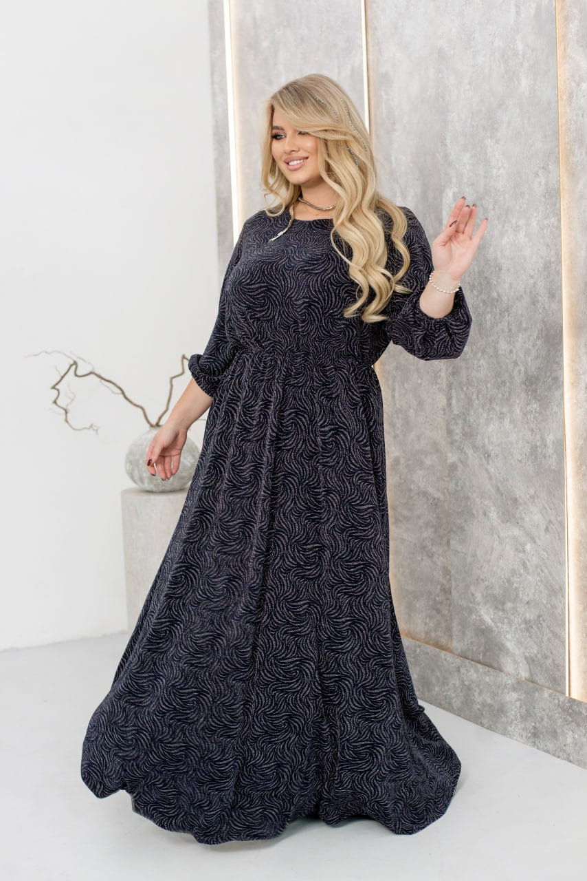 Evening Maxi Dress Belted Glitter Crepe Pleated Hem Plus Size