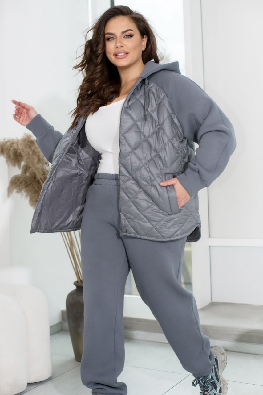 Suits Casual Relaxed Fit Trynit on Fleece Quilted Stitch Detail Plus Size