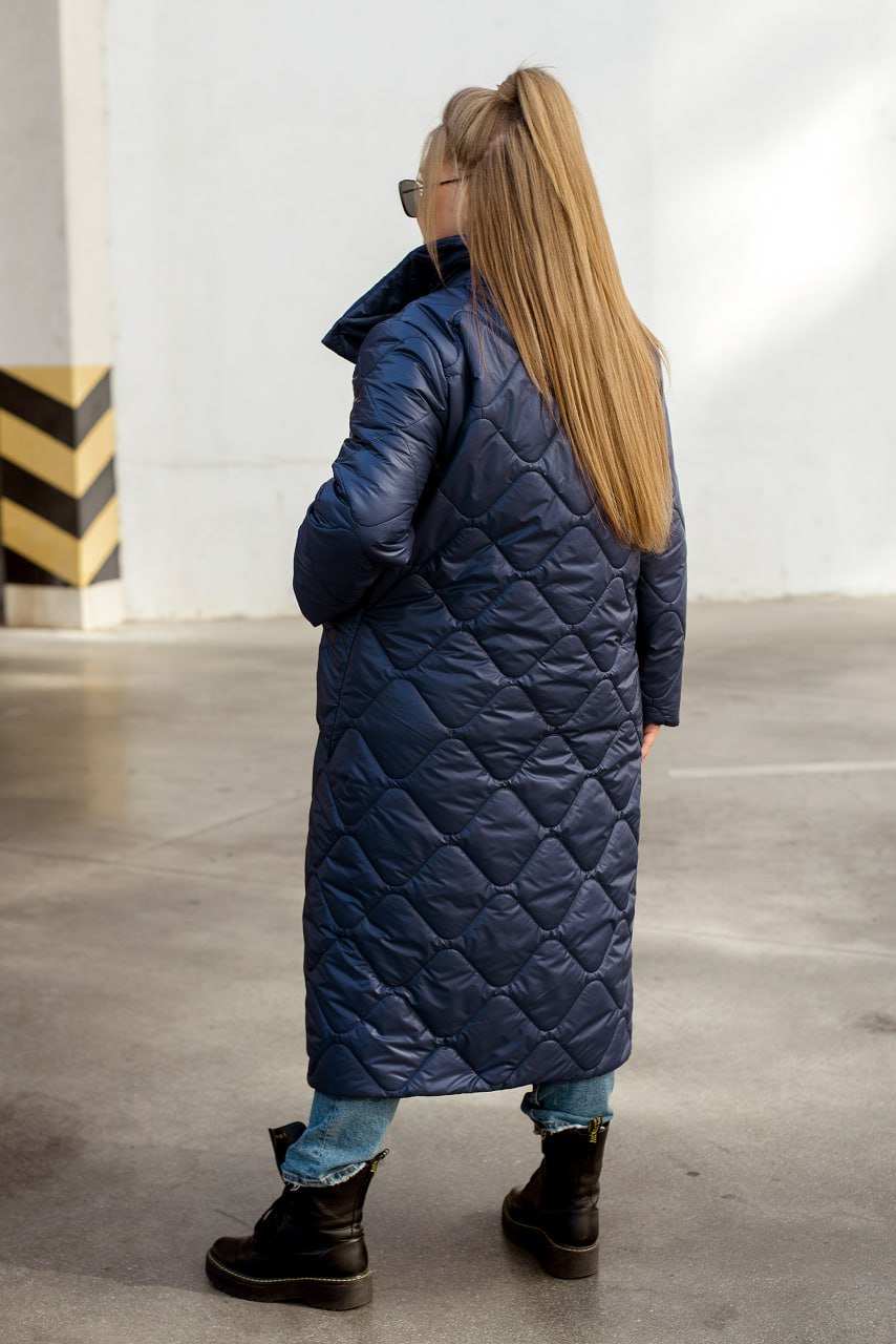 Women's Long Quilted Jacket with Silicone Insulation