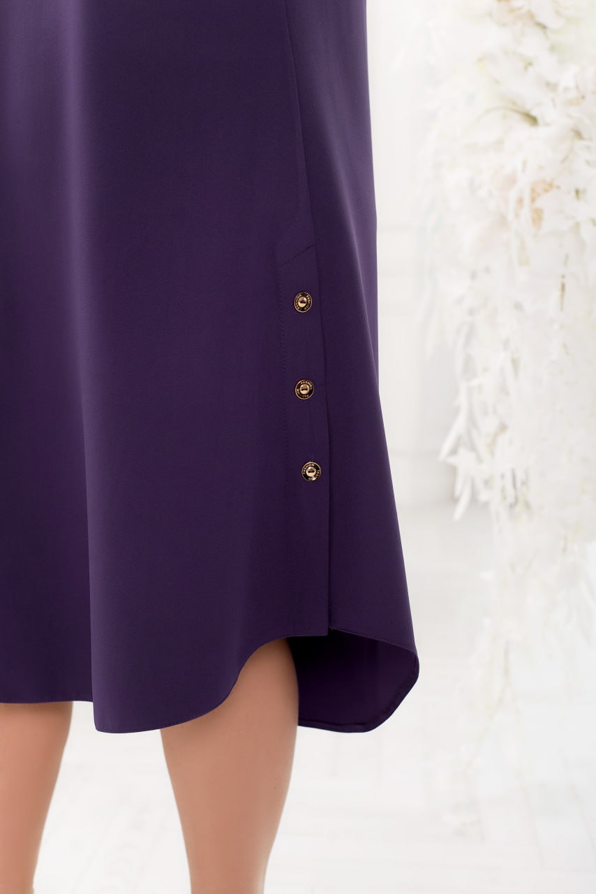 A-Line Dress Long Sleeve High-Low Hem Decorative Buttons Costume Fabric