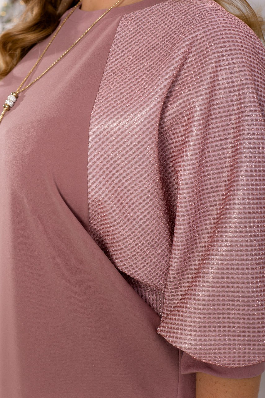 Вечірня сукня з довгим рукавом, силуетом "летюча миша", блискітками та люрексом, великих розмірів