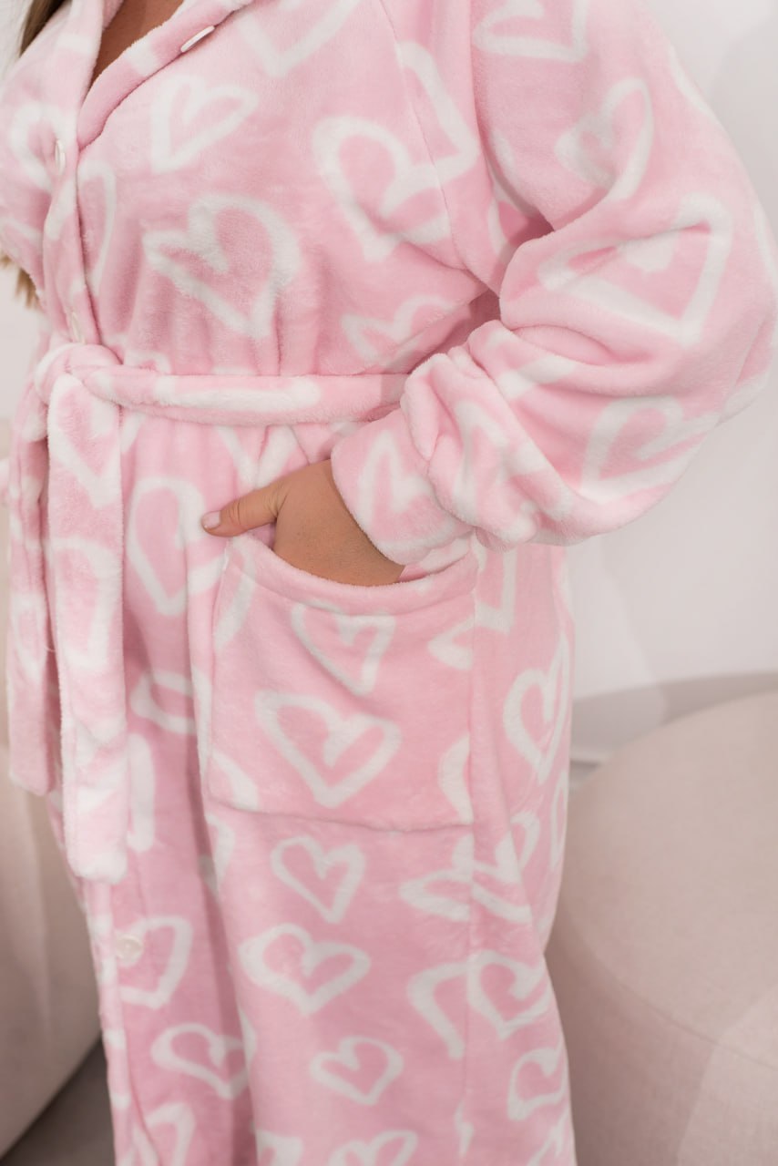 Casual Hooded Bathrobe Straight Cut Terry Buttoned with Pockets Plus Size