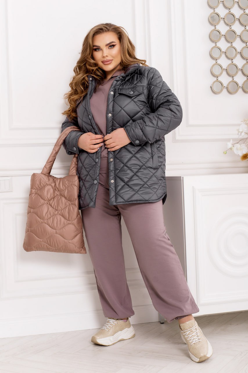 Kurtki casualowe oversize'owe z plashchivka lake z guzikami i listwą plus size 