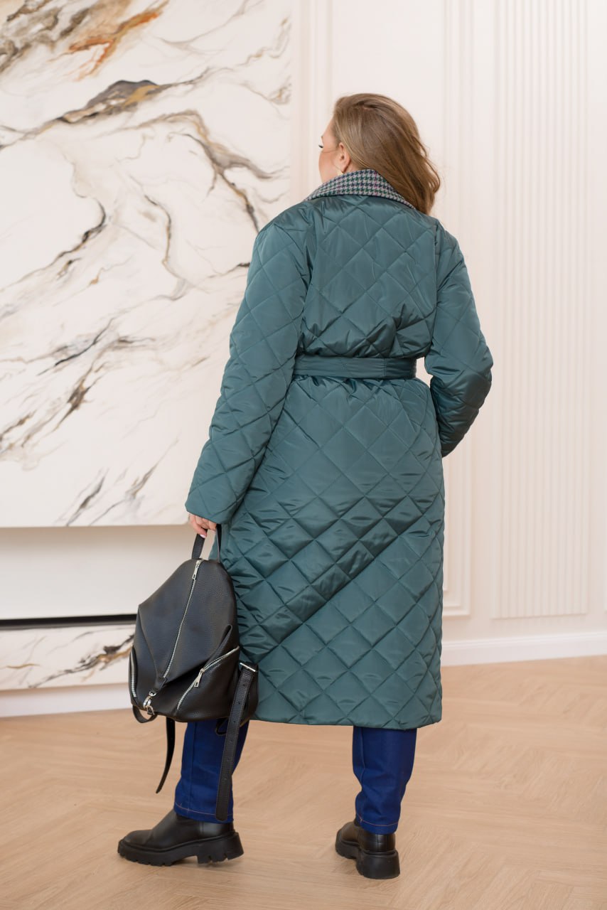 Куртки повсякденні прямого крою, плащівка, синтепон-силікон, твід, оздоблення поясом, великі розміри 