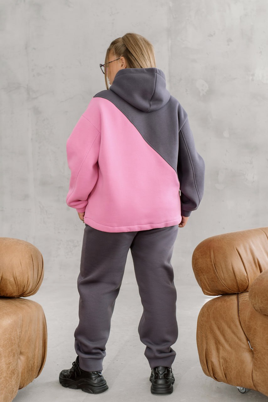 Fleece Hoodie and Joggers Suit with Drawstring Hem and Side Pockets