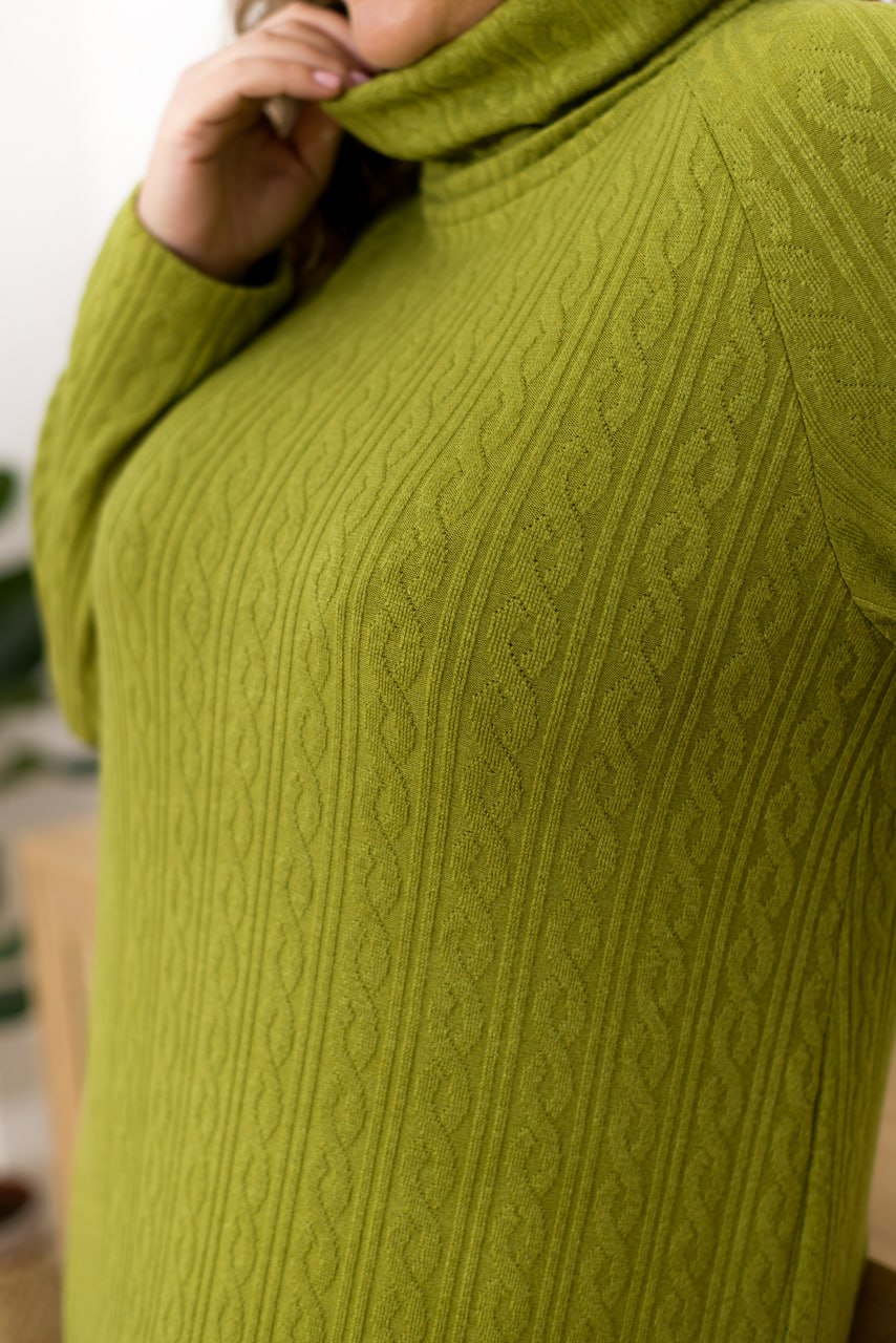 Maxi Dress Turtleneck Long Sleeve Textured Knit Straight Fit