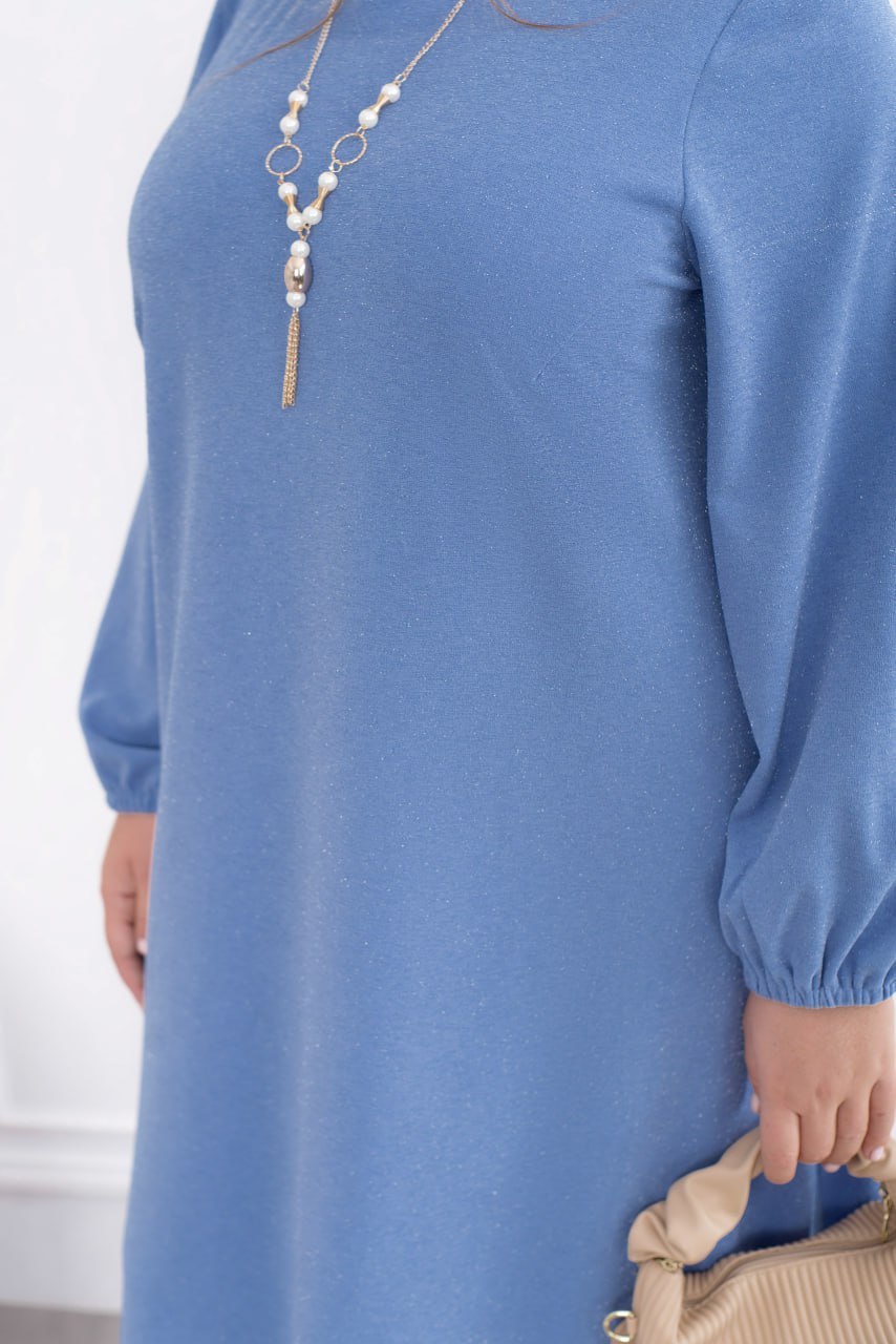 Elegant Midi Dress Straight Fit Glitter Crepe with Pockets Plus Size