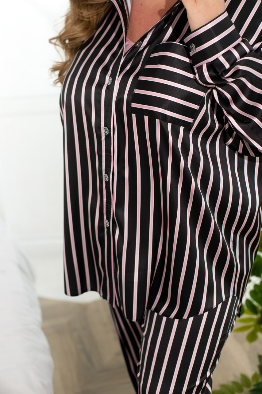 Komplet piżamowy Armani Silk, klasyczny krój, koszula i spodnie w dużym rozmiarze