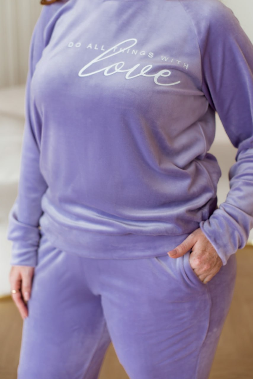 Zestaw Homewear Loose Fit z welurowej dzianiny, bluza i spodnie dresowe w dużym rozmiarze