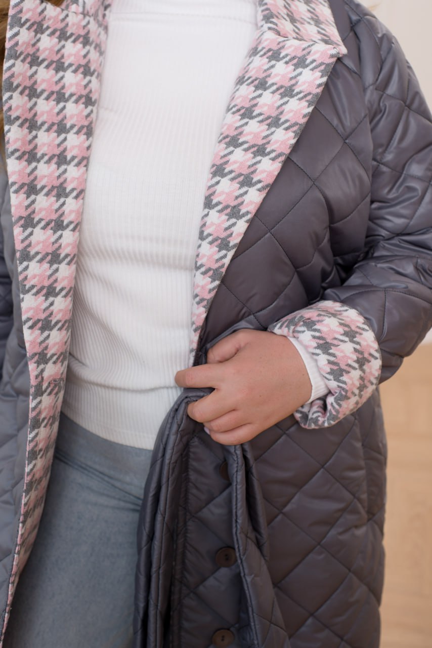 Jackets Casual Straight Cut Plashchivka Synthepon-Silicon Tweed Trim Belted Plus Size