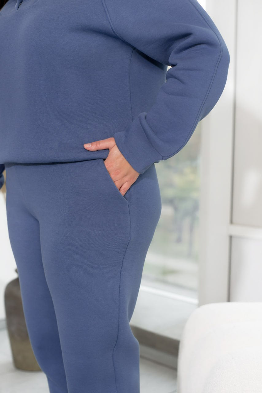 Suits Casual Straight Three‑Thread Fleece Hooded Plus Size