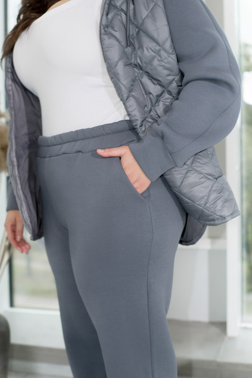 Suits Casual Relaxed Fit Trynit on Fleece Quilted Stitch Detail Plus Size