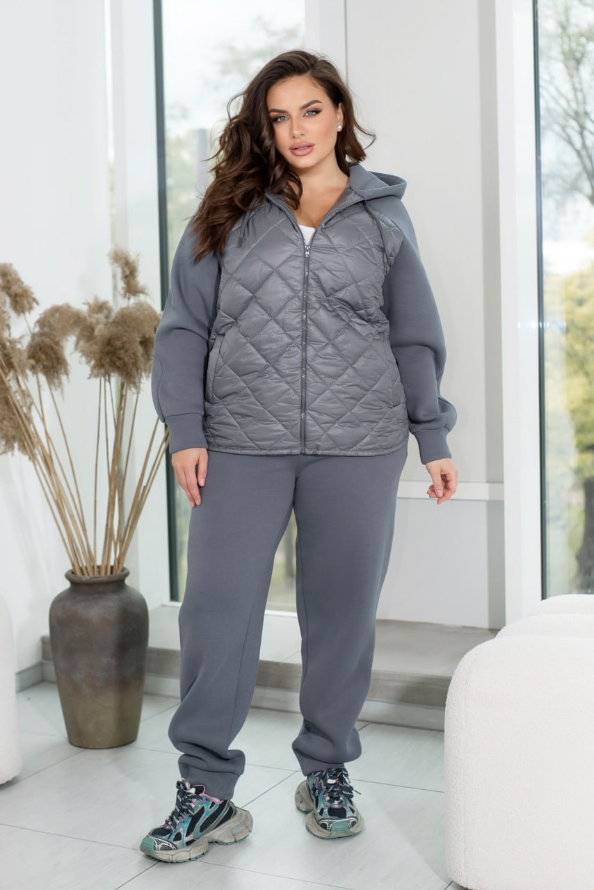 Suits Casual Relaxed Fit Trynit on Fleece Quilted Stitch Detail Plus Size