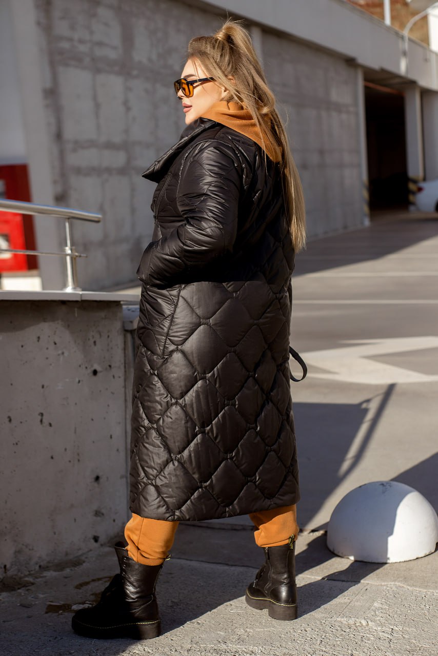 Women's Long Quilted Jacket with Silicone Insulation