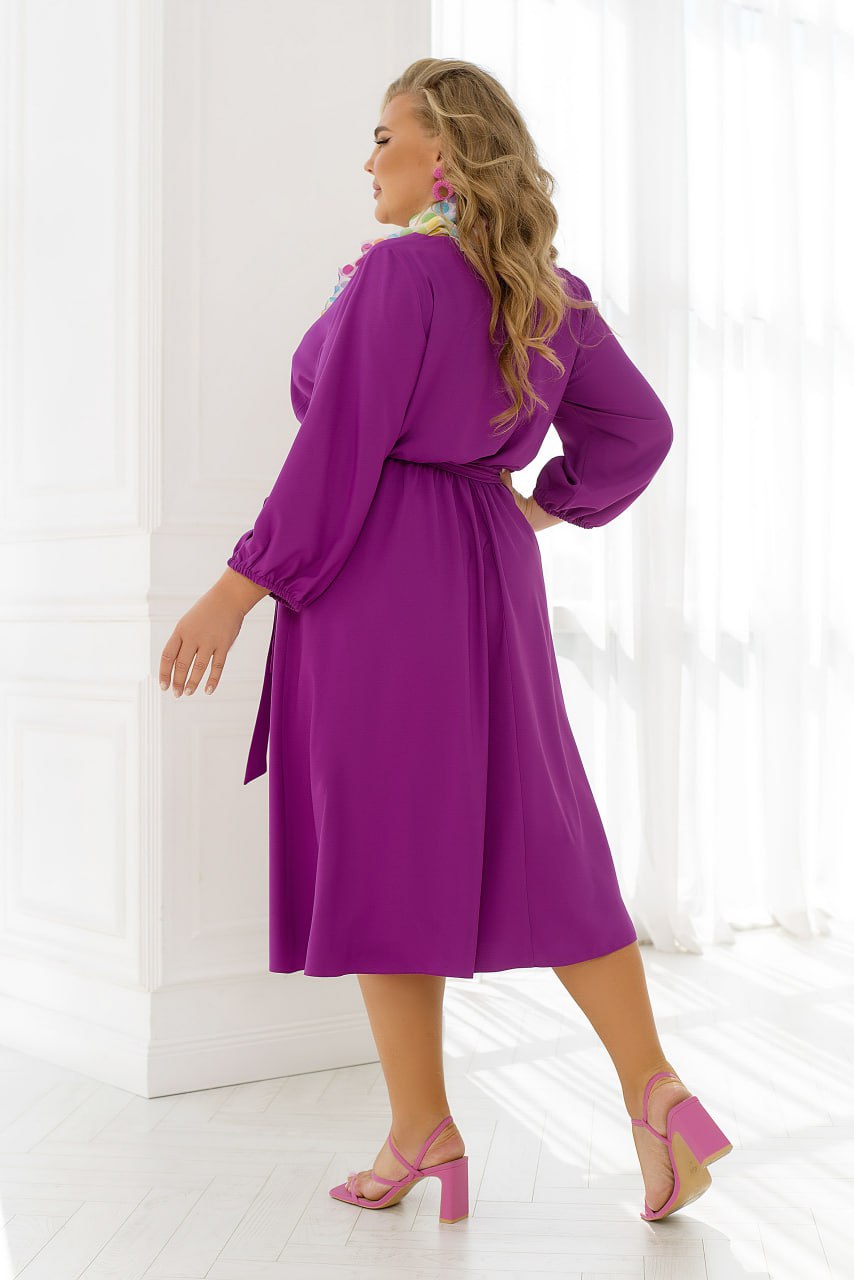 Dress Plus Size Wrap Bodice Elastic Waist Side Pockets Lightweight Suiting