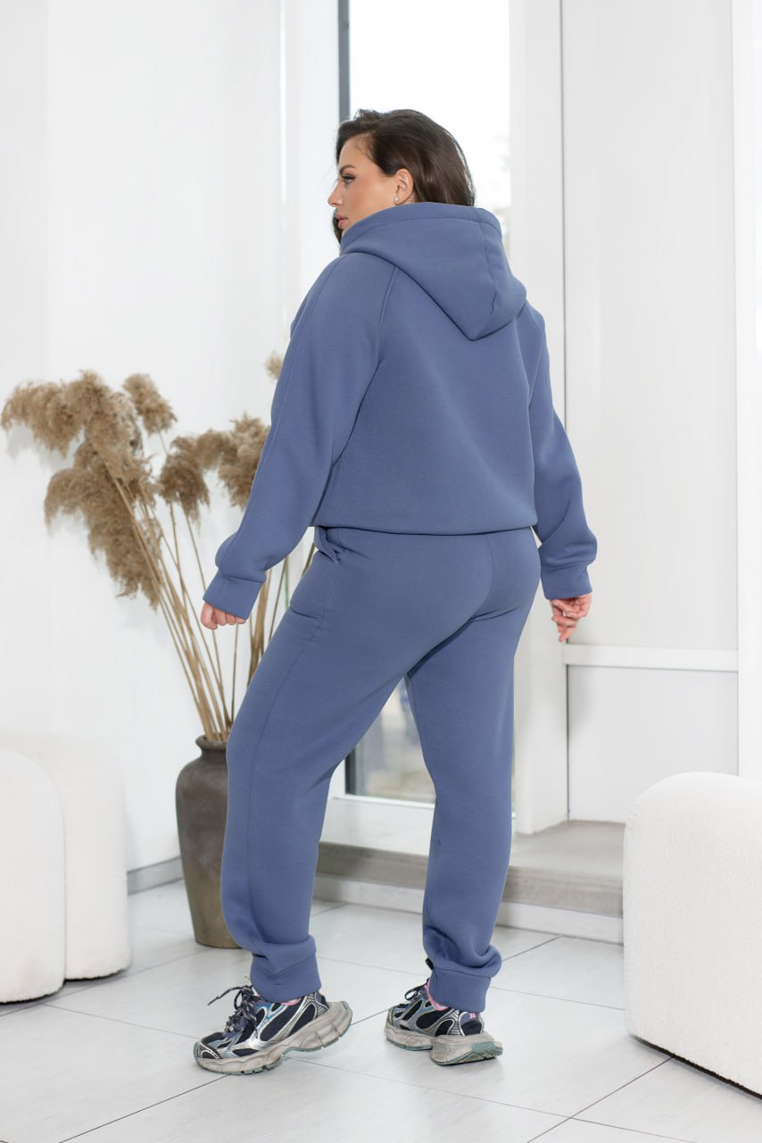 Suits Casual Straight Three‑Thread Fleece Hooded Plus Size