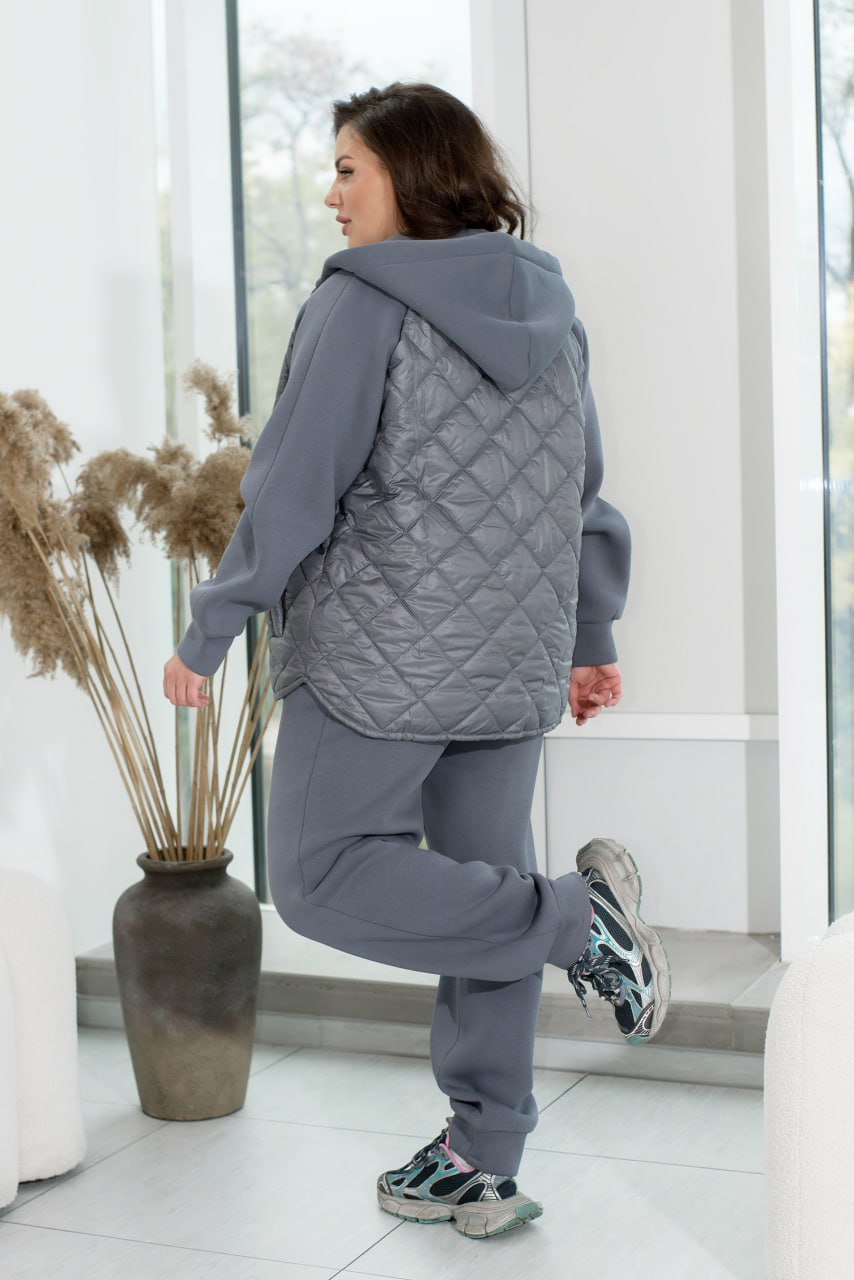 Suits Casual Relaxed Fit Trynit on Fleece Quilted Stitch Detail Plus Size