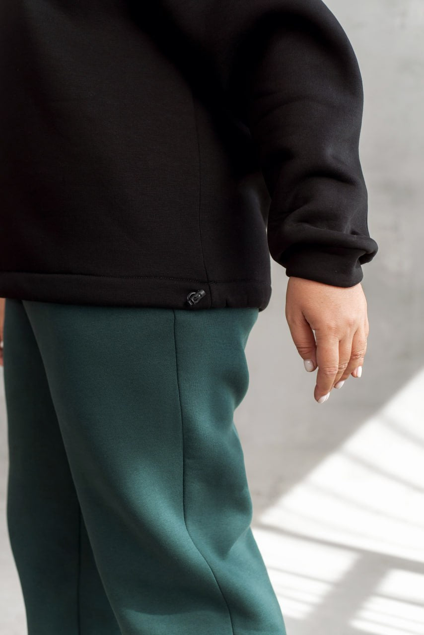 Fleece Hoodie and Joggers Suit with Drawstring Hem and Side Pockets