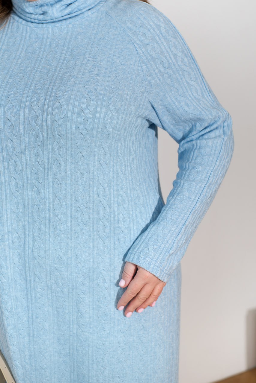 Maxi Dress Turtleneck Long Sleeve Textured Knit Straight Fit