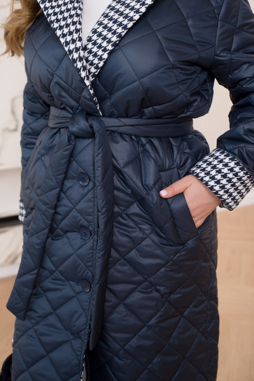 Куртки повсякденні прямого крою, плащівка, синтепон-силікон, твід, оздоблення поясом, великі розміри 