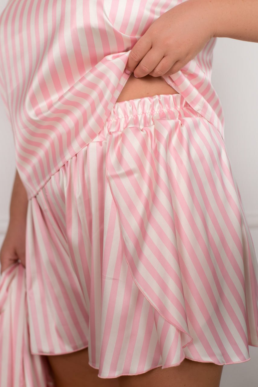 Three-Piece Homewear Set Robe Tank Top Shorts Armani Silk Plus Size