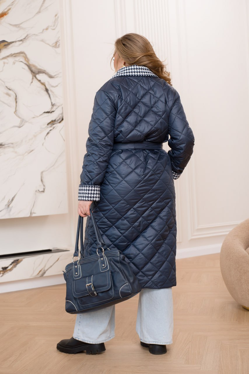 Куртки повсякденні прямого крою, плащівка, синтепон-силікон, твід, оздоблення поясом, великі розміри 