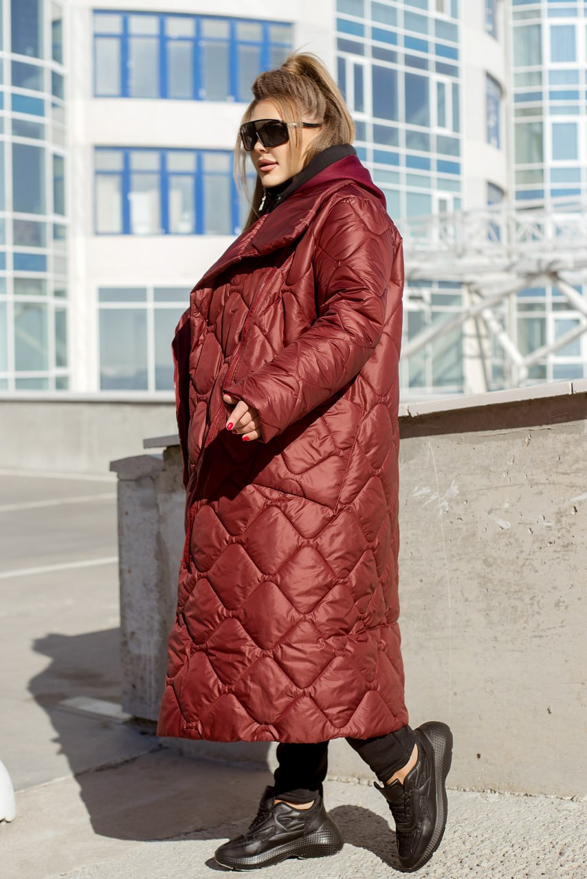 Women's Long Quilted Jacket with Silicone Insulation