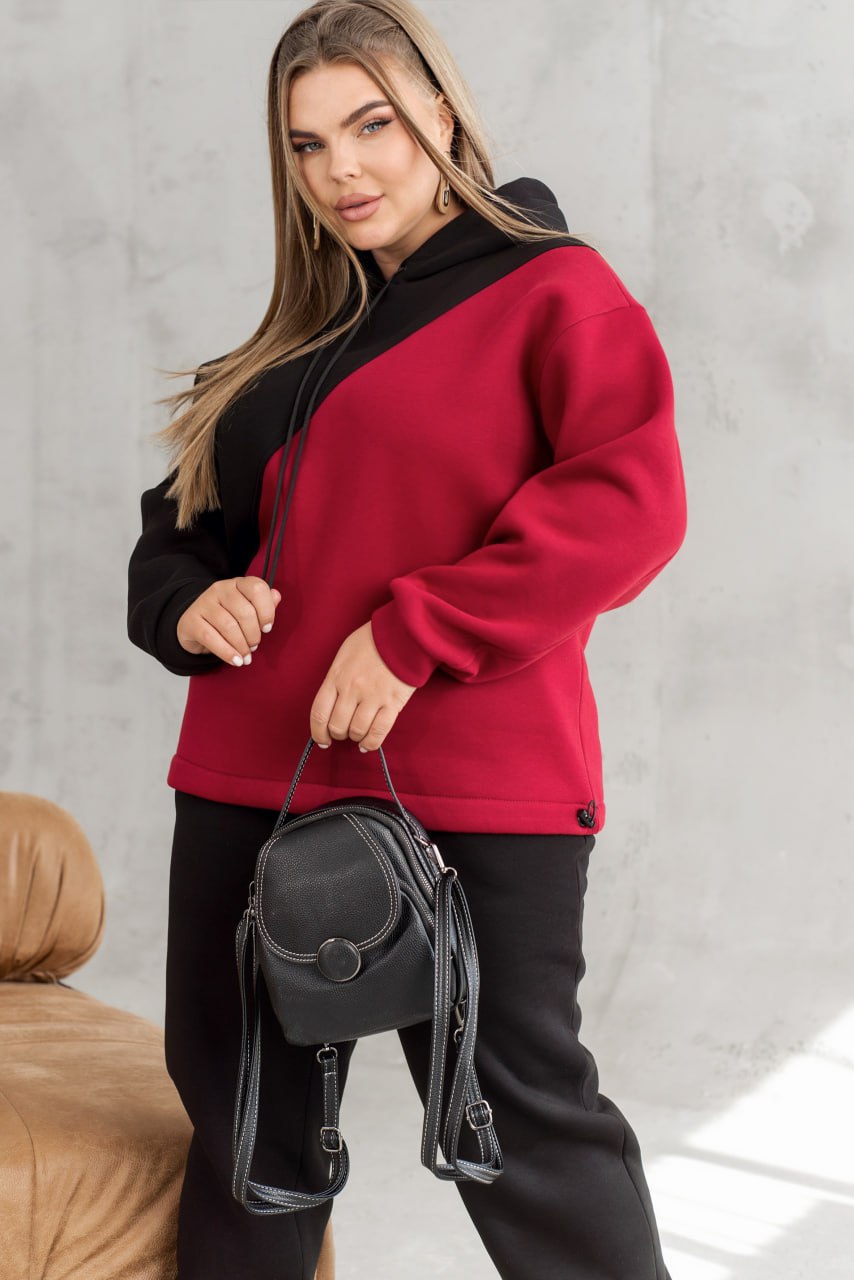 Fleece Hoodie and Joggers Suit with Drawstring Hem and Side Pockets