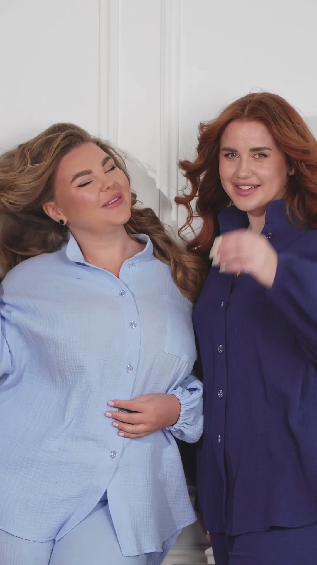 Komplet piżamowy z klasycznym krojem, muślinową bawełną, koszulą i spodniami w dużym rozmiarze