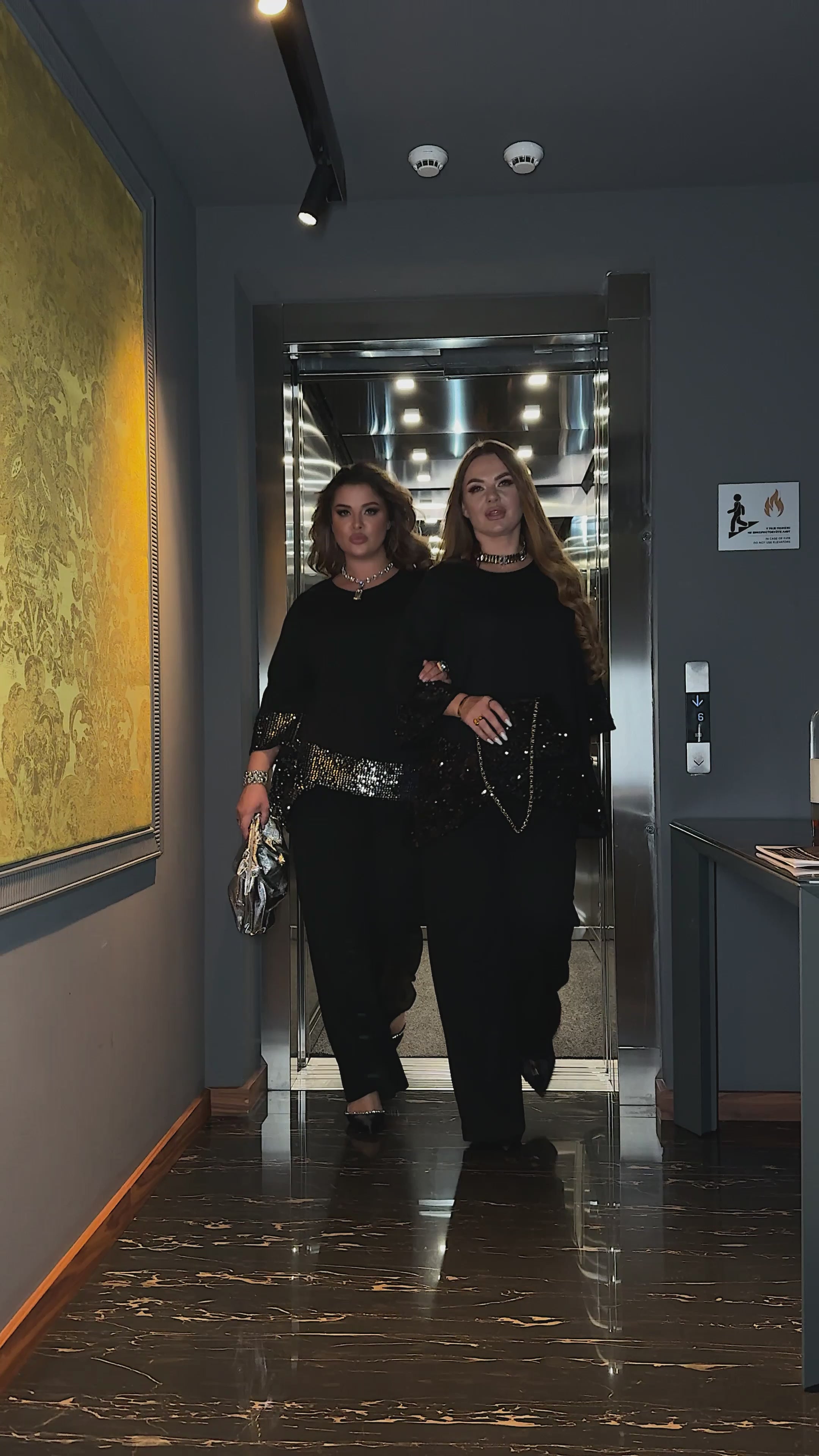 Evening Cocktail Loose Fit Crepe-Diving Sequin Trim Plus Size