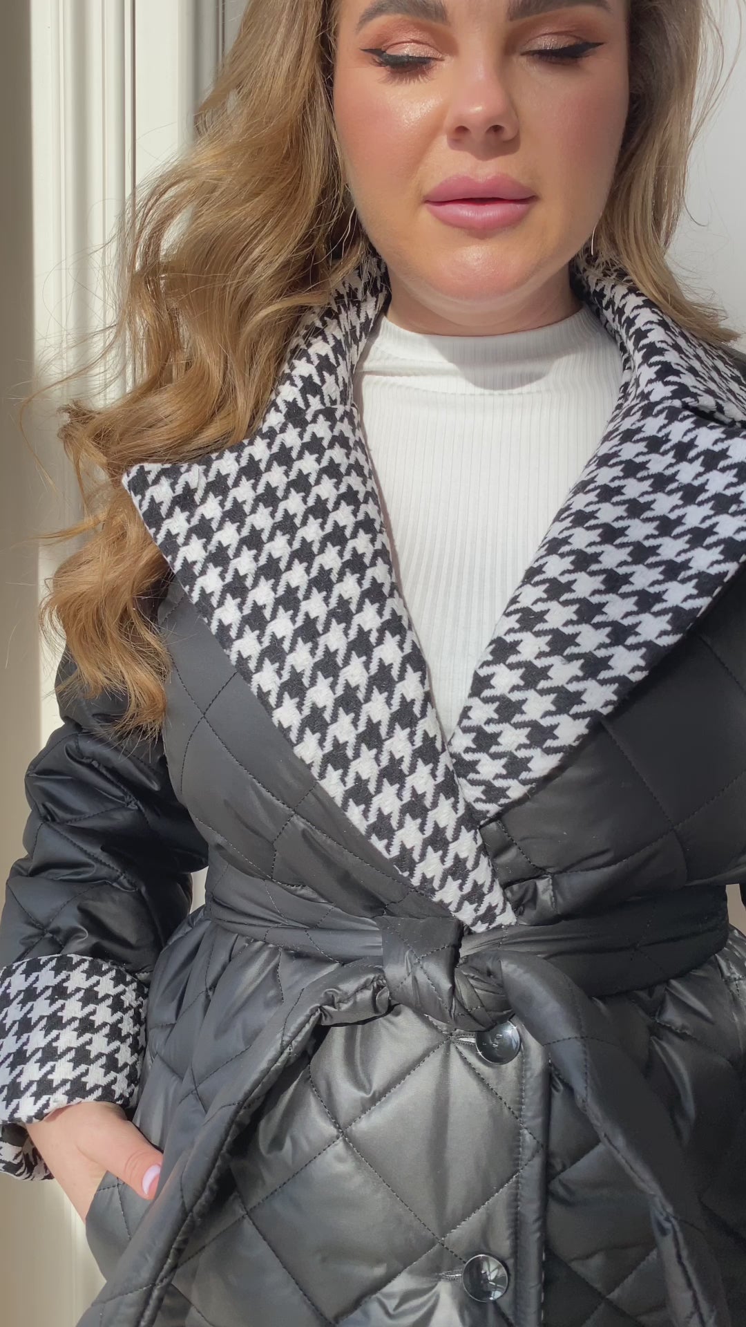 Jackets Casual Straight Cut Plashchivka Synthepon-Silicon Tweed Trim Belted Plus Size